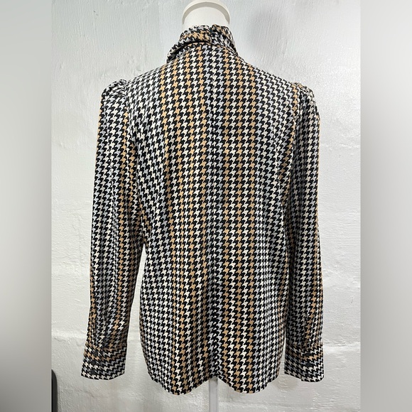 ANN TAYLOR HOUNDSTOOTH BLOUSE WITH ATTACHED TIE NEW (a111) - Picture 7 of 16